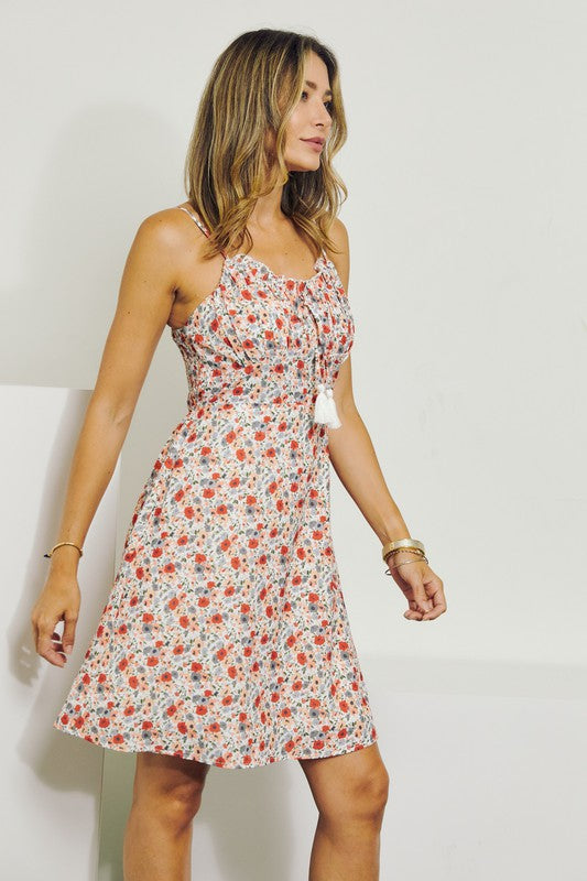 Sleeveless V-Neck Floral Dress