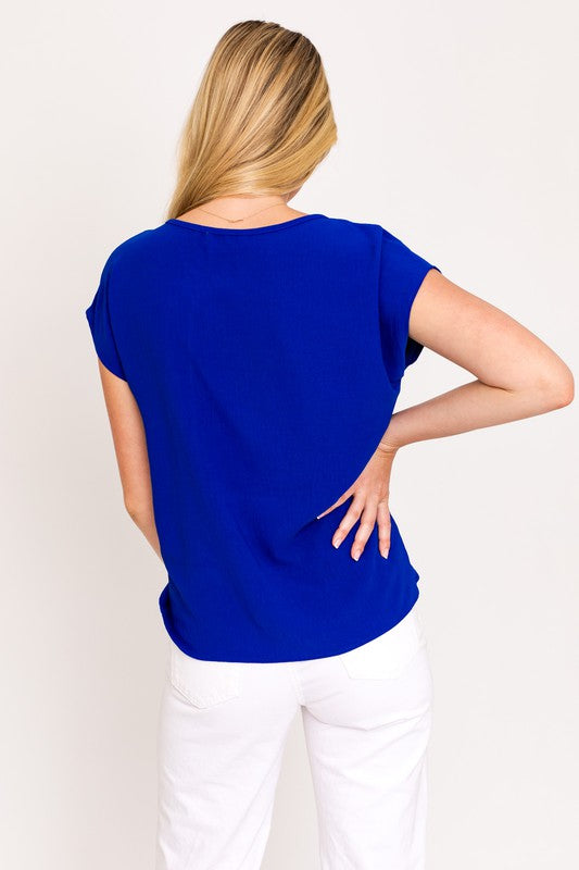 Short Sleeve Top With Twist Hem Detail