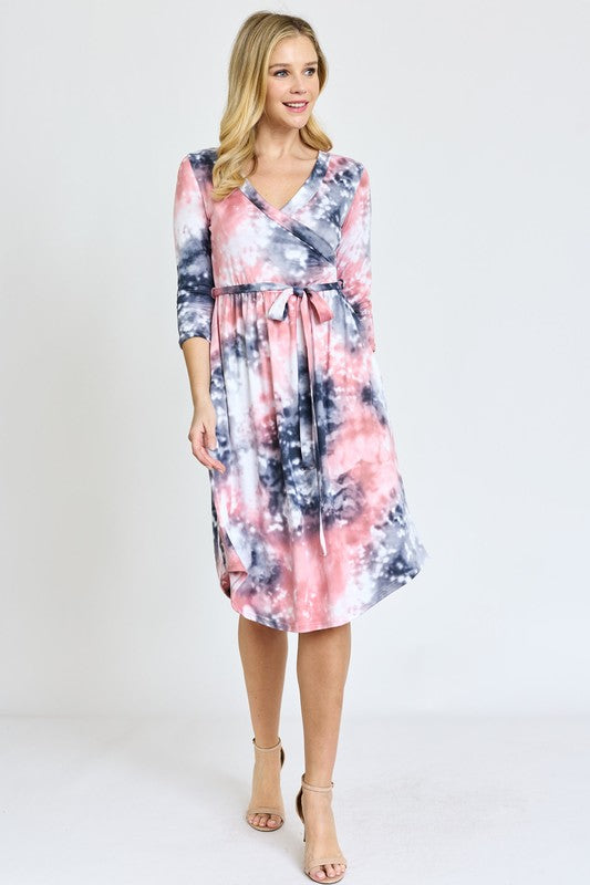 Surplice Sash Midi Dress