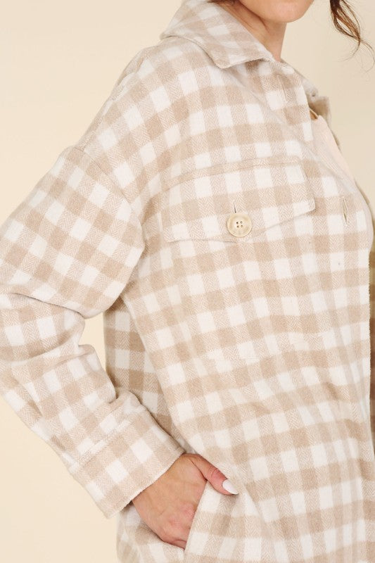 Checkered Pattern Long Sleeve Jacket